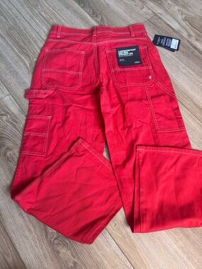 Silver jeans Y2K red carpenter work pants utility straight leg NWT size 28/29